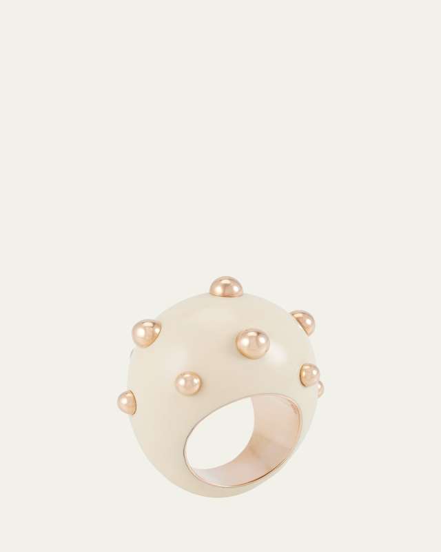 Goccia Ring with Ivory Enamel in 18K Rose Gold